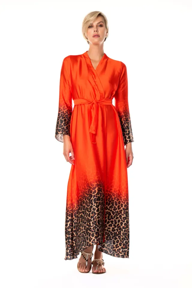 ACQUADICOCCO Animalier dlouhé kimono s páskem